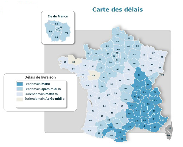 Carte des délais France express France