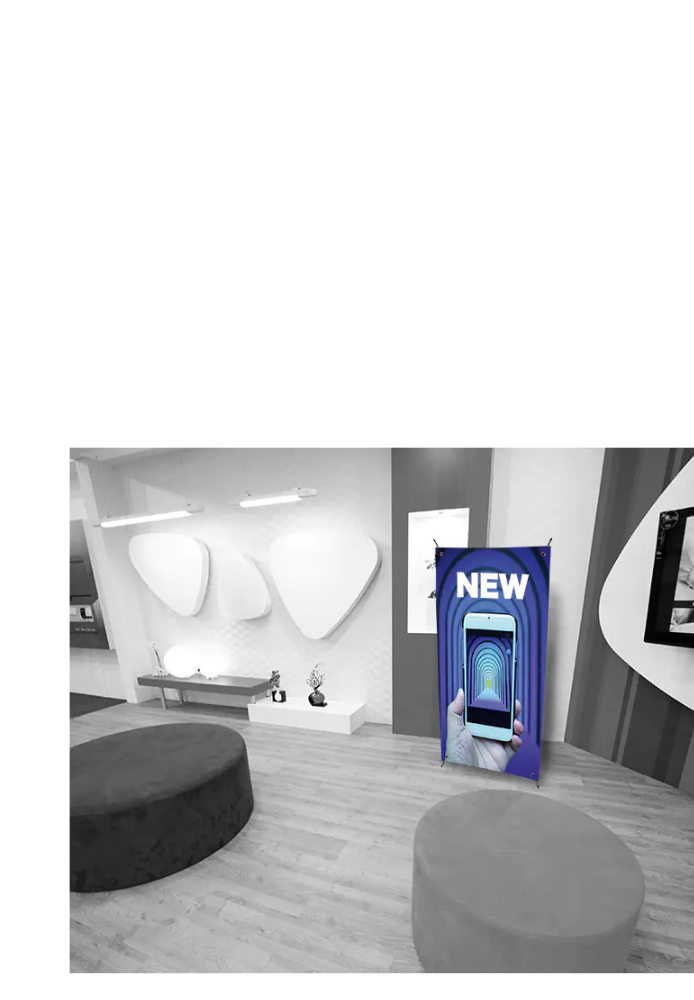 Support publicitaire intérieur type kakemono