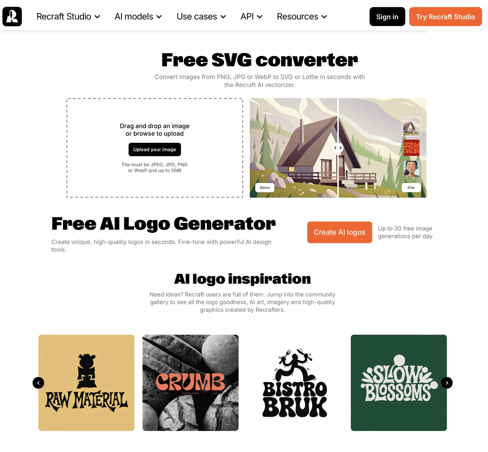 IA Recraft : fichier vectoriel SVG