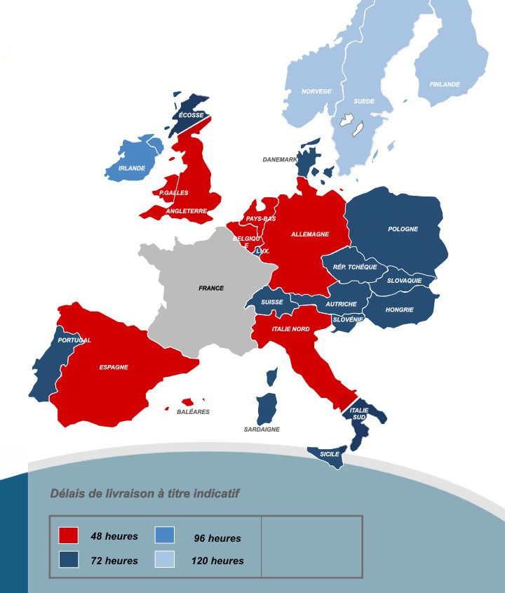 carte des délais Europe France Express